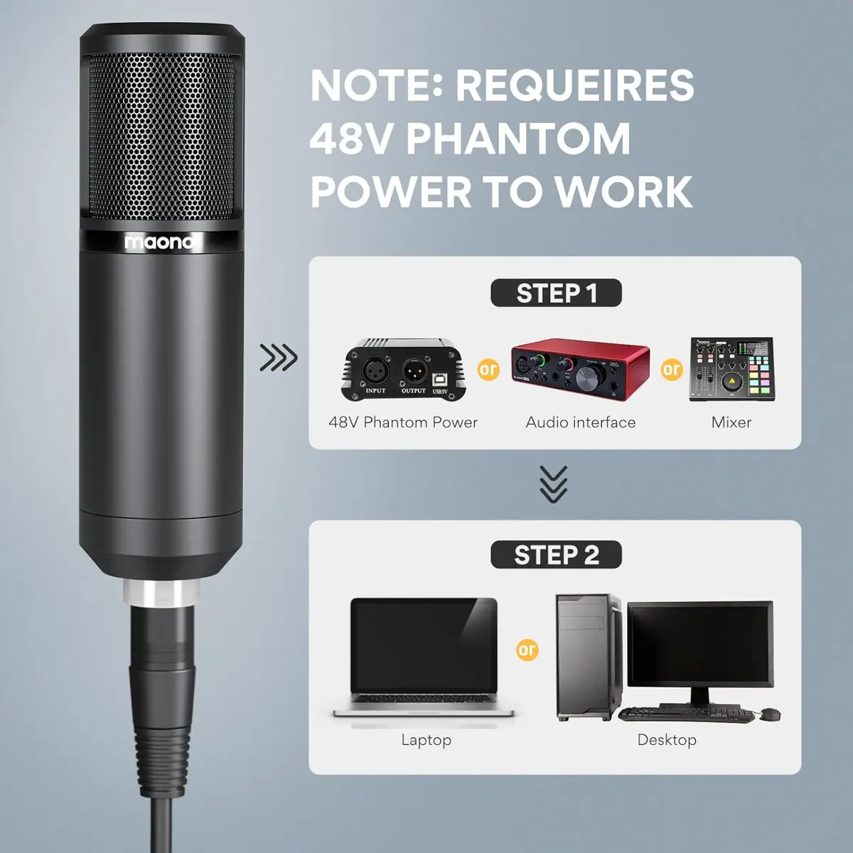 Maono PM320 XLR Condenser Microphone, Professional Cardioid Studio Recording Mic for Streaming - Image 3