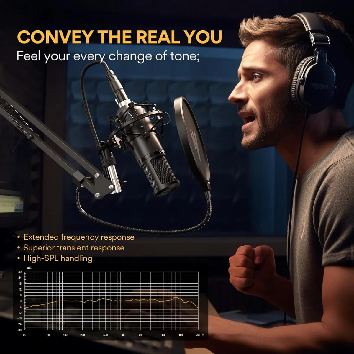 Maono PM320 XLR Condenser Microphone, Professional Cardioid Studio Recording Mic for Streaming - Image 4