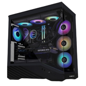 Lian Li Vector V100 ATX Mid-Tower PC Case, 4 x 120mm ARGB PWM Fans Pre-Installed, LED RGB Strip, Display Platform with Tempered Glass