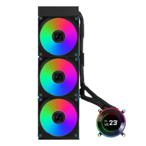 Lian Li Hydroshift II 360 CL RGB Liquid CPU Cooler - 360mm AIO, 3X 120 RGB Fans, 2.1” IPS LCD Screen, 3 Control Mode, Flexible Tubes Clamp - Black