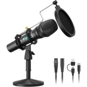 Maono HD300T USB/XLR Podcast Dynamic Microphone, Studio Mic Kit with Volume Control