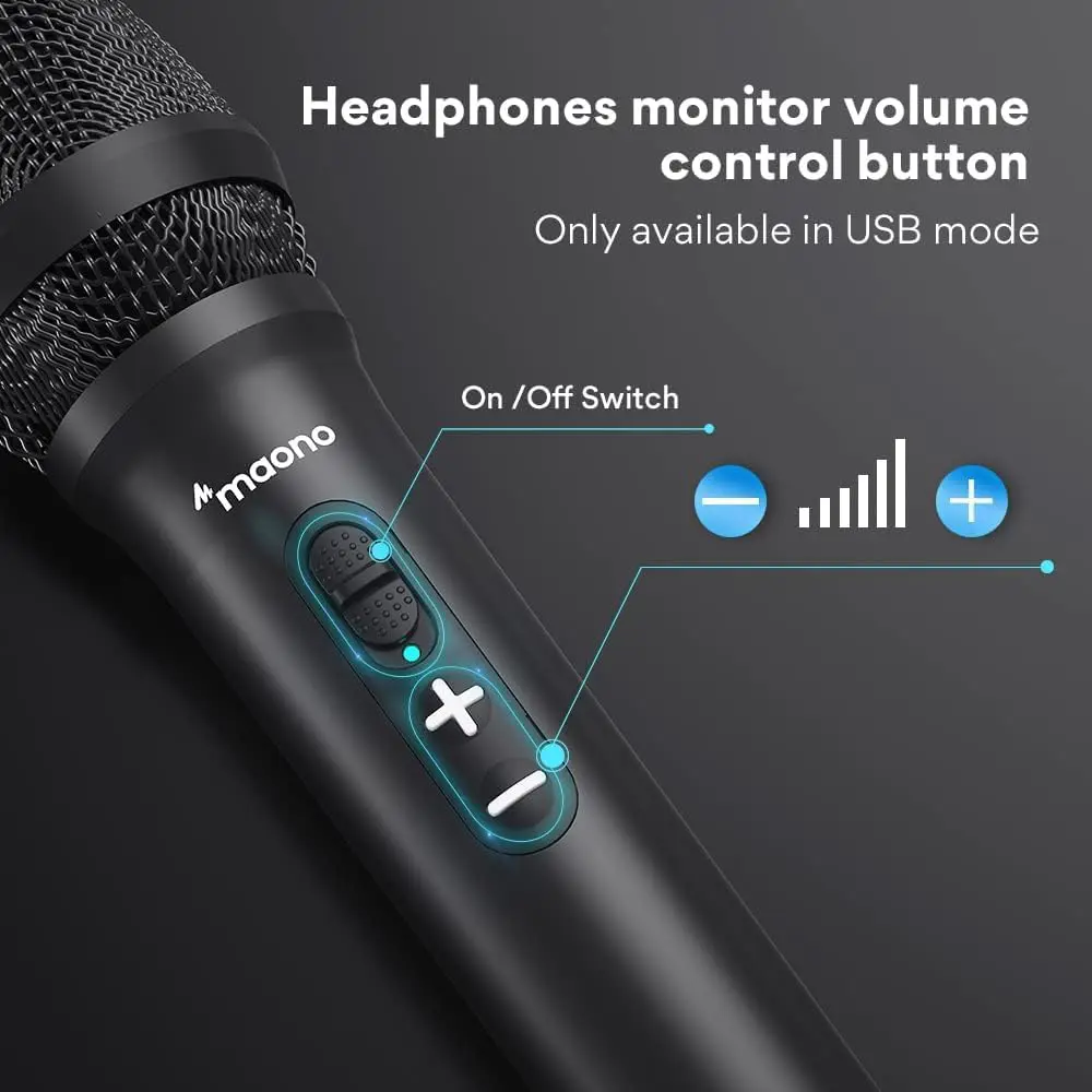 Maono HD300T USB/XLR Podcast Dynamic Microphone, Studio Mic Kit with Volume Control - Image 4
