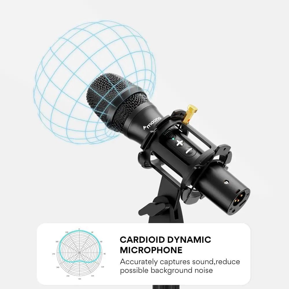 Maono HD300T USB/XLR Podcast Dynamic Microphone, Studio Mic Kit with Volume Control - Image 2