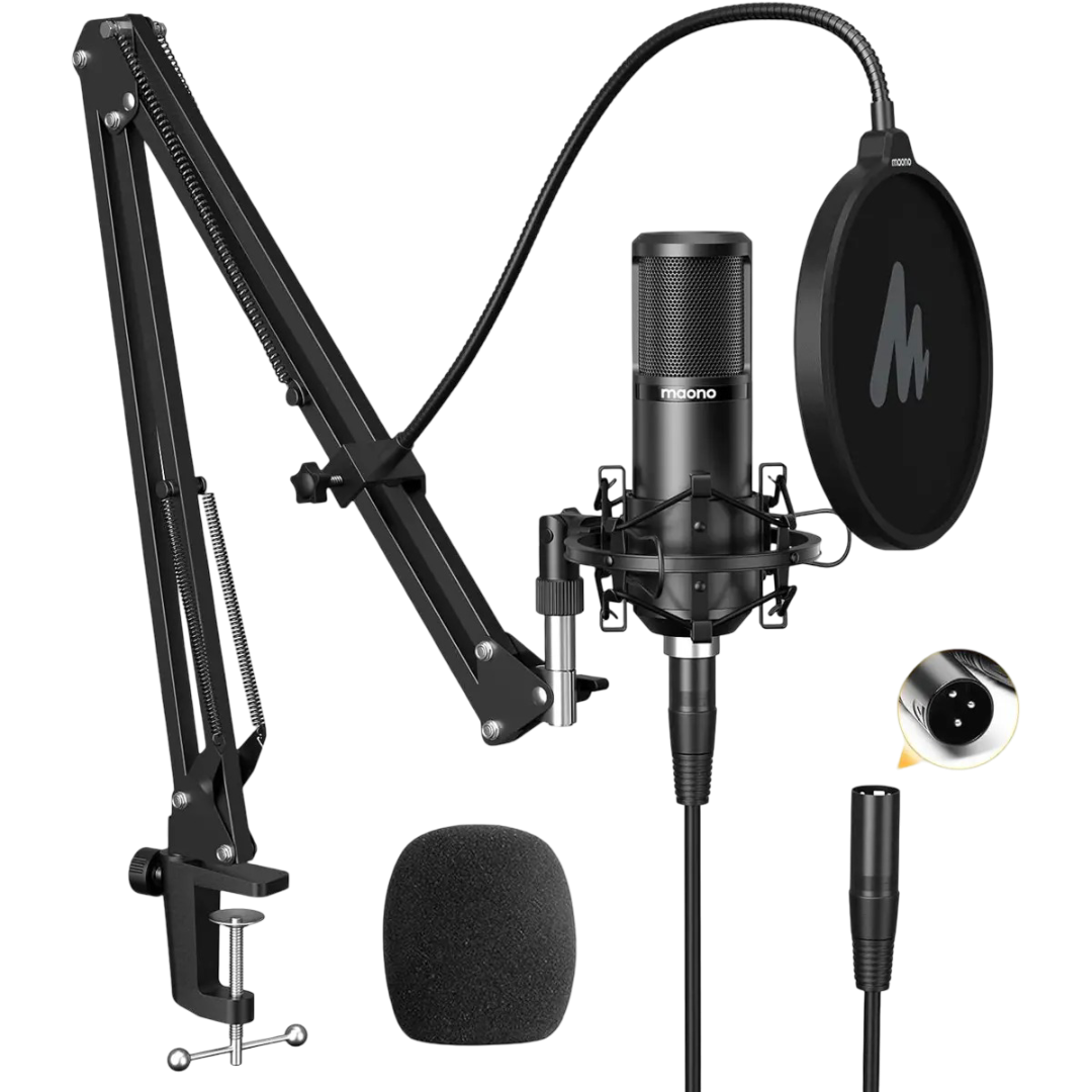 Maono PM320 XLR Condenser Microphone, Professional Cardioid Studio Recording Mic for Streaming