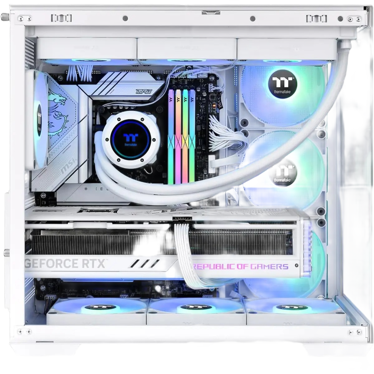 Thermaltake View 380 TG ARGB Snow ATX Case - 4x120mm ARGB Fans Included - Image 3