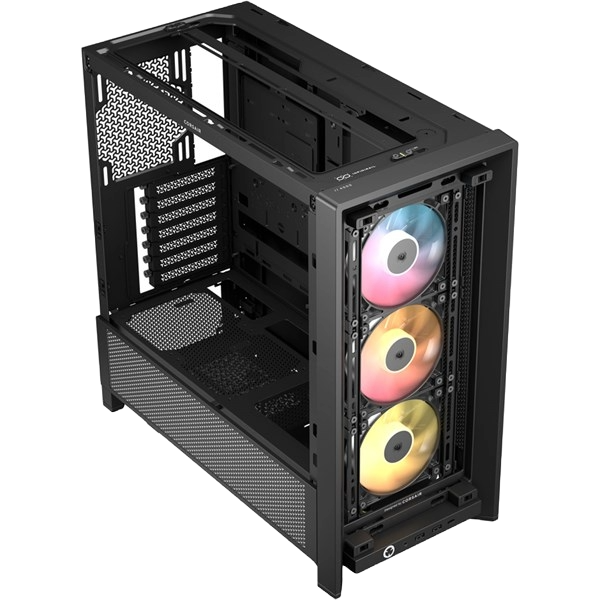 Corsair 4000D RS ARGB Frame Modular Mid-Tower ATX PC Case, High Airflow, 3x Pre-Installed RS Fans, InfiniRail Mounting System, ASUS BTF, MSI Zero, Gigabyte Stealth, Black - Image 3