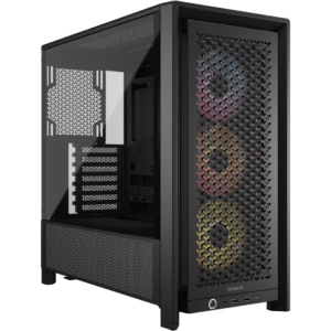 Corsair 4000D RS ARGB Frame Modular Mid-Tower ATX PC Case, High Airflow, 3x Pre-Installed RS Fans, InfiniRail Mounting System, ASUS BTF, MSI Zero, Gigabyte Stealth, Black