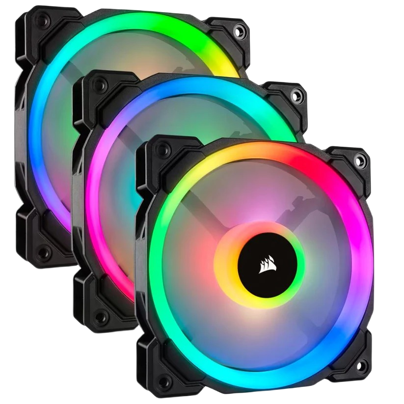Corsair LL120 RGB 120mm Dual Light Loop LED PWM Fan - 3 Fan Pack with Lighting Node Pro
