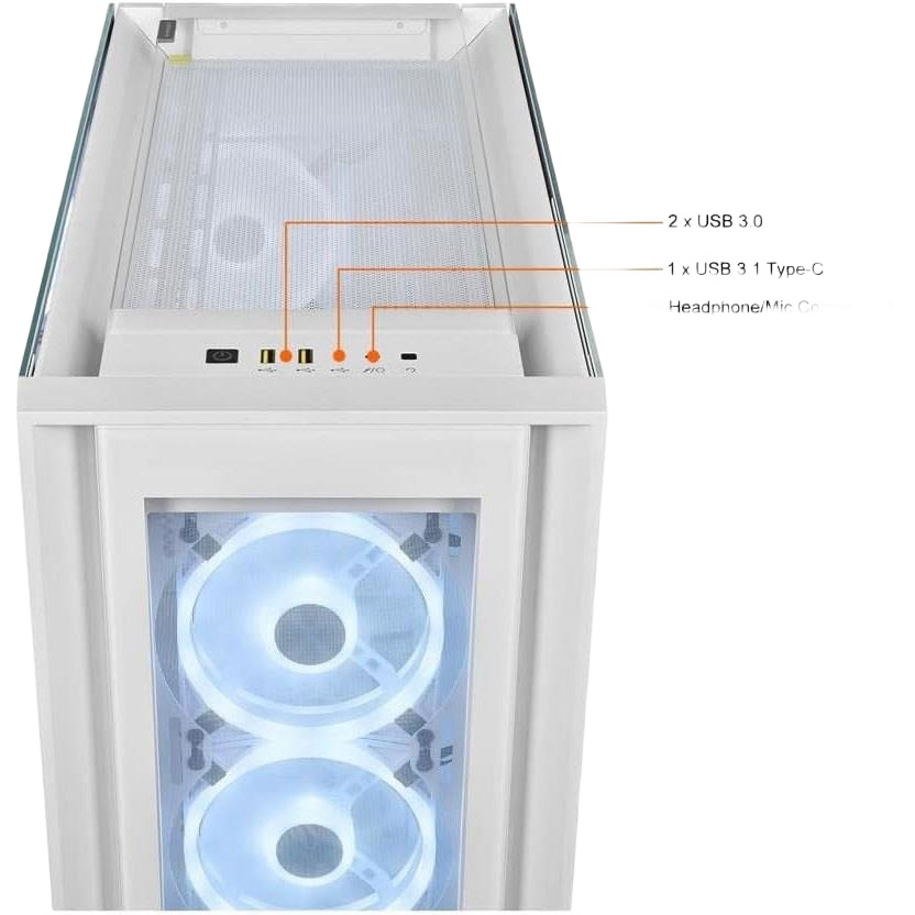 Corsair iCUE 5000X RGB QL Edition Mid-Tower Case - True White - Image 2