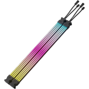 Corsair iCUE ARGB PSU Cable Strips – 2X 200mm LED Strips, 100 RGB LEDs Per Strip, Fits Any PSU Cable, Motherboard 5V ARGB Control – Black