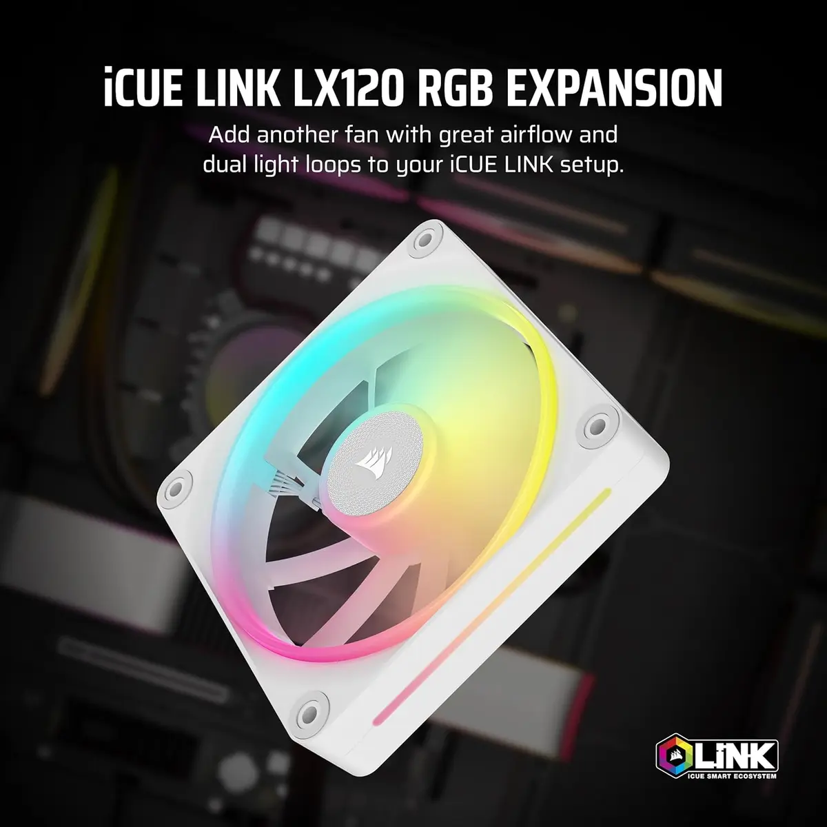 Corsair iCUE Link LX120 RGB 120mm PWM Fan Single Pack – Dual Light Loops - Image 2
