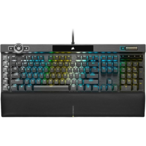 Corsair K100 RGB Optical-Mechanical Wired Gaming Keyboard, OPX Switches, PBT Double-Shot Keycaps, Elgato Stream Deck and iCUE Compatible, QWERTY NA Layout - Black