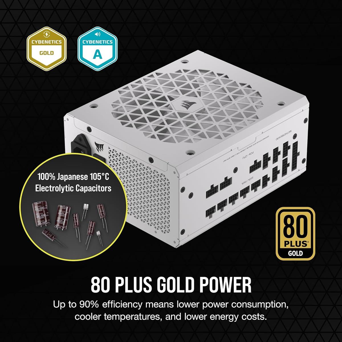 Corsair RM1000x Shift Fully Modular ATX Power Supply: 80 Plus Gold, ATX 3.1, PCIe 5.1, Zero RPM, Modular Side Interface - White - Image 3