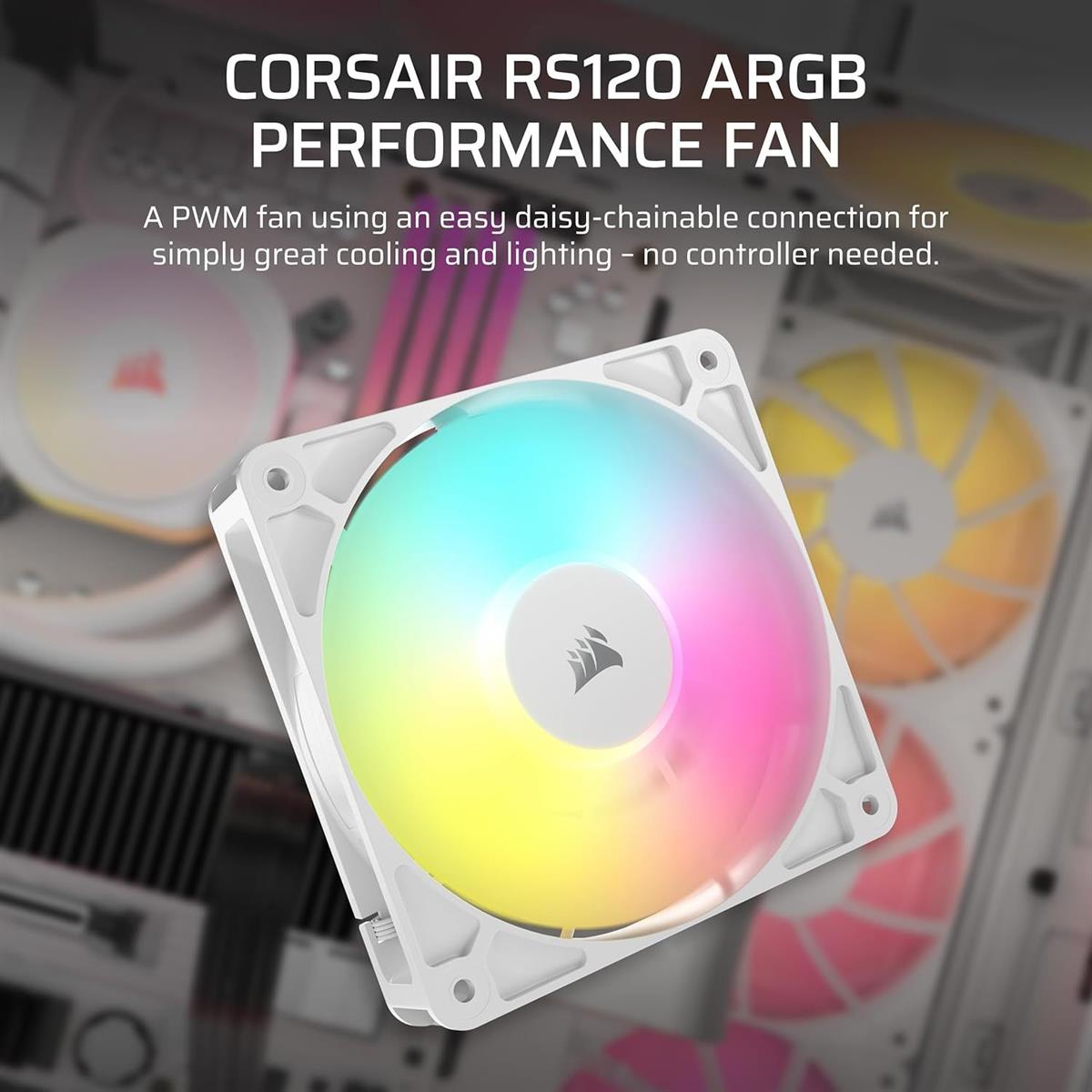 Corsair RS120 ARGB 120mm PWM Fan, Daisy-Chain Connection - Image 3
