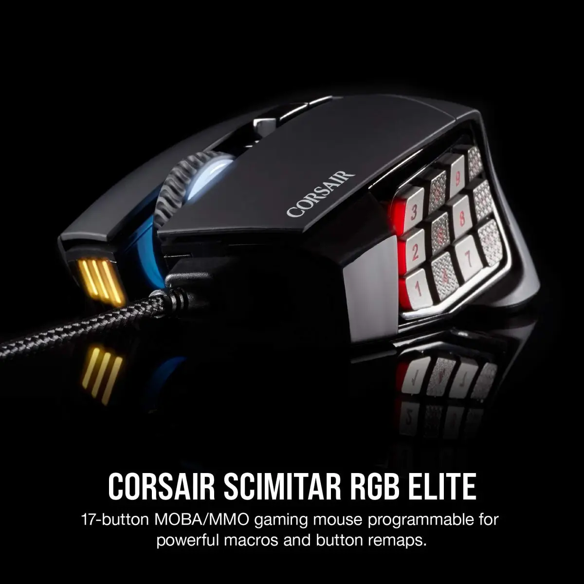 Corsair Scimitar RGB Elite Wired MOBA/MMO Gaming Mouse – 18,000 DPI, 17 Programmable Buttons, iCUE Compatible – PC, Mac, PS5, PS4, Xbox – Black - Image 2