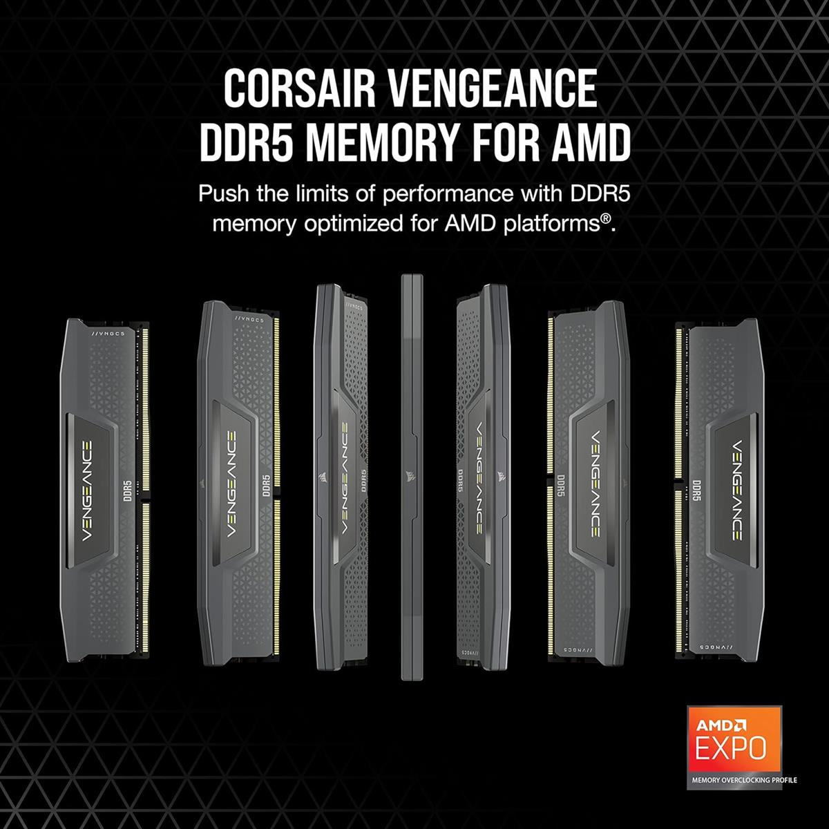 Corsair Vengeance 32GB (2x16GB) 6000MHz C36 DDR5 DRAM AMD EXPO & Intel XMP Memory Kit - Black - Image 2